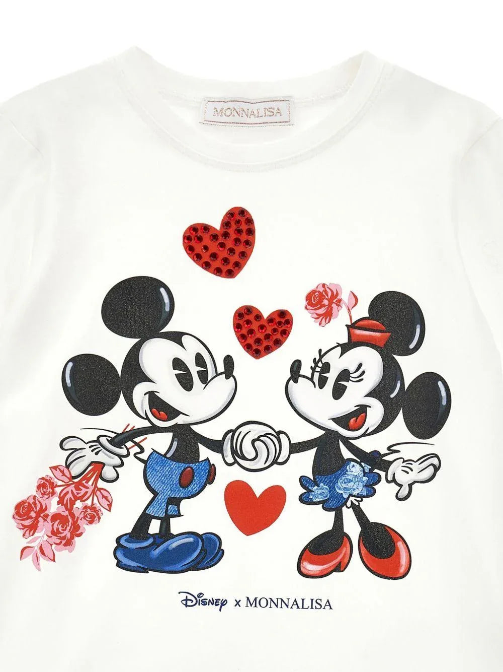 Top Bianco Maniche Lunghe Mickey e Minnie - Preludio Moda