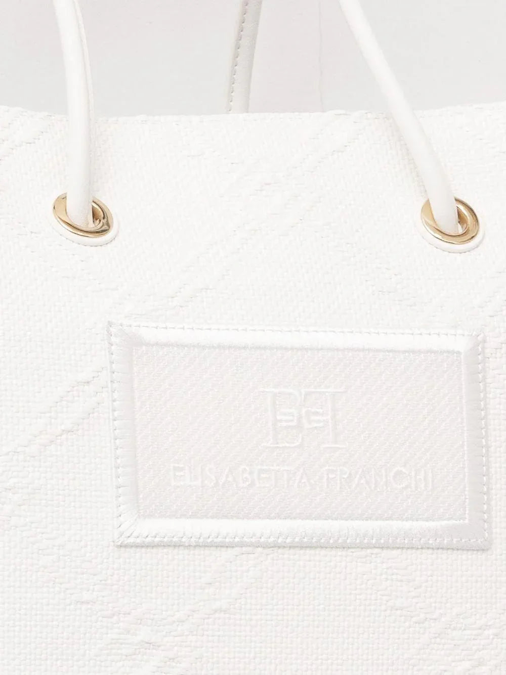 Tote piccola in rafia jacquard avorio - Preludio Moda