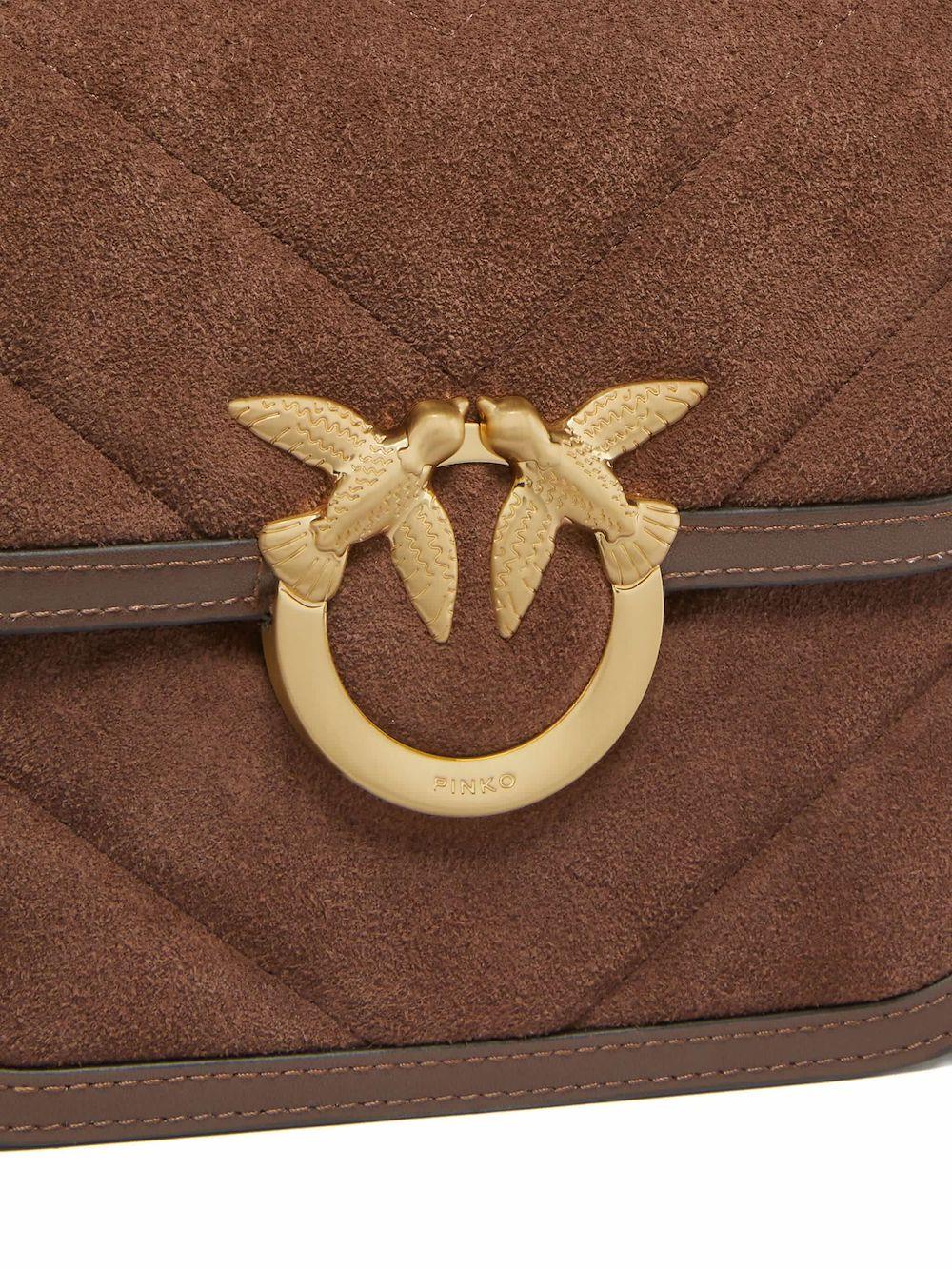 Borsa trapuntata mini in pelle marrone 104297A2JH L74V PINKO