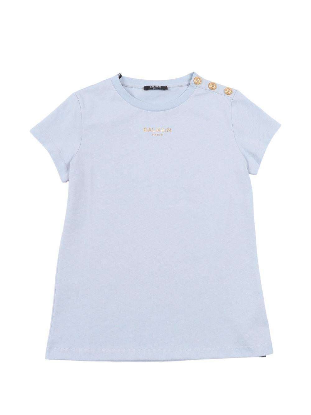 T-shirt con bottoni dorati BY8A01Z3672 685OR BALMAIN KIDS