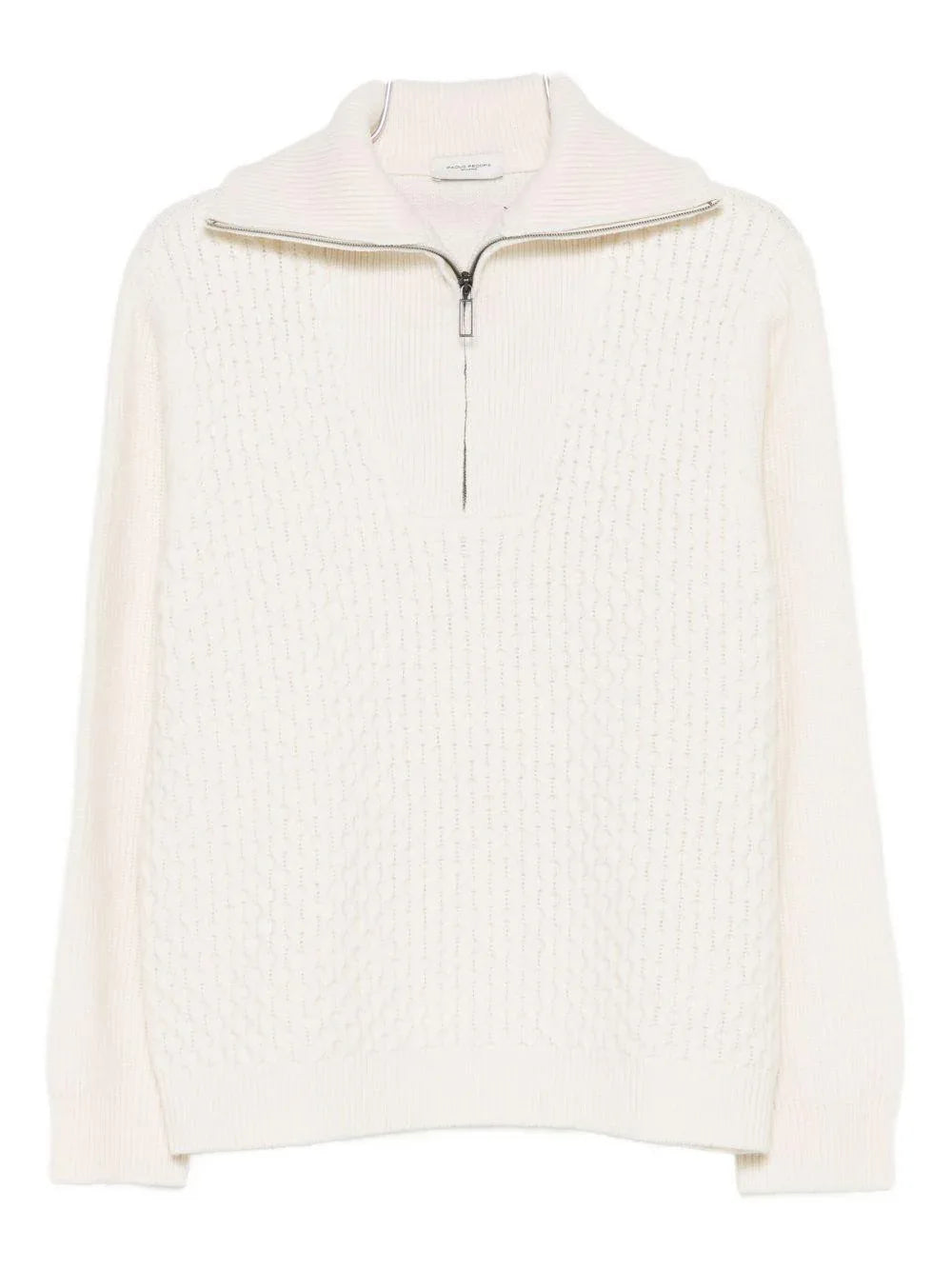 Maglione panna a intreccio con collo alto - Preludio Moda