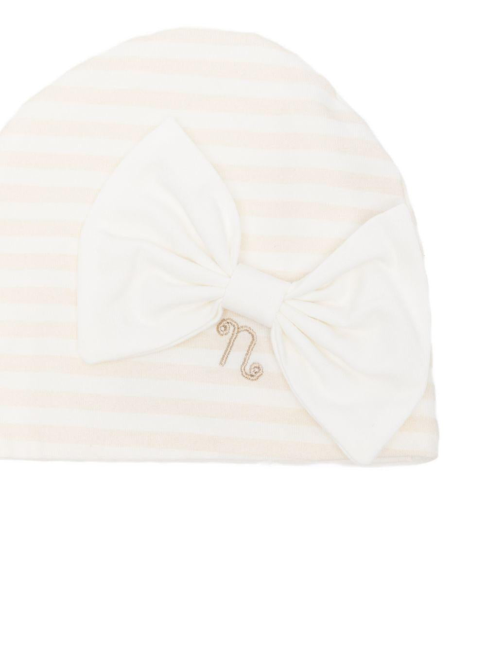 Cappello in cotone a righe con fiocco E26405 BEIGE NANAN KIDS