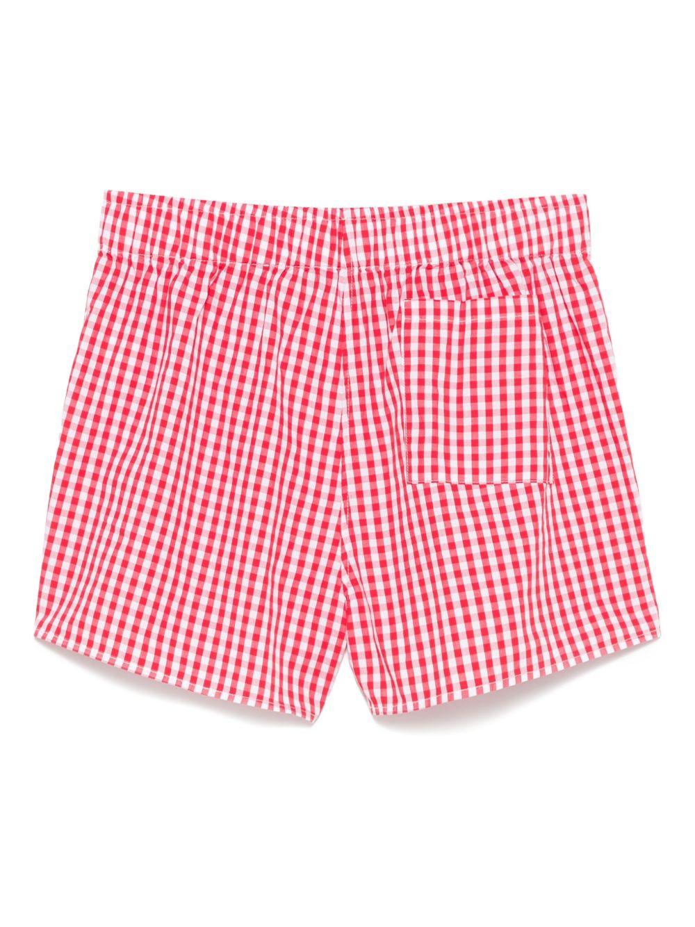 Short boxy fantasia a quadretti rosso