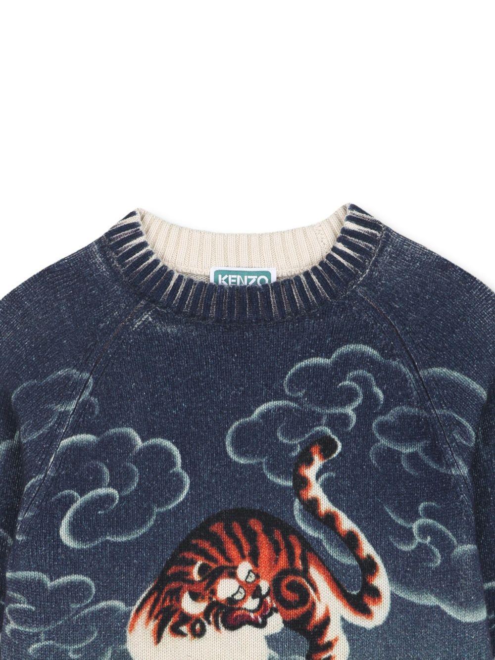 Maglione marine con motivo Tiger - Preludio Moda