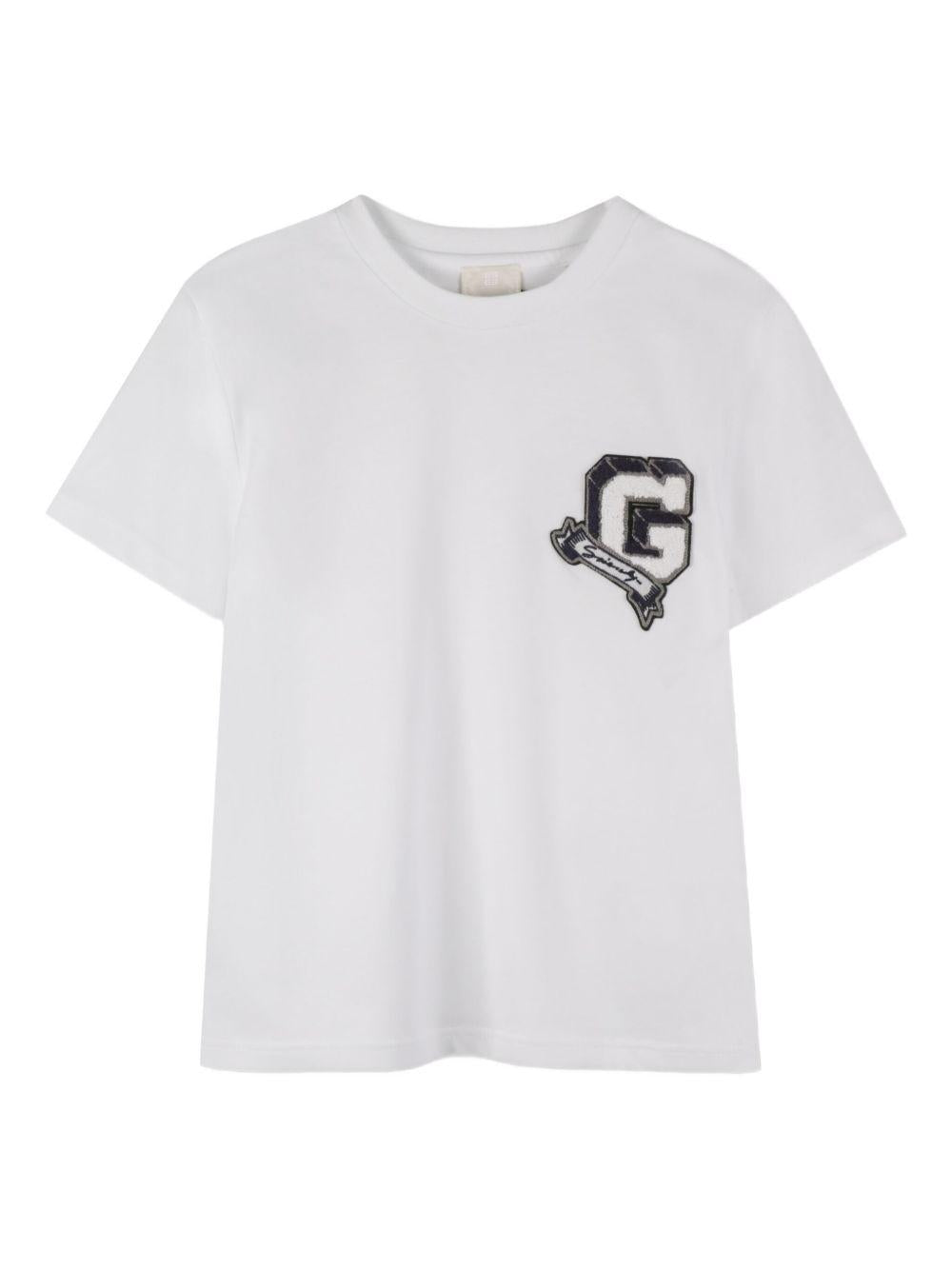 T-shirt in Cotone Biologico con Logo Ricamato H30957 10P GIVENCHY KIDS