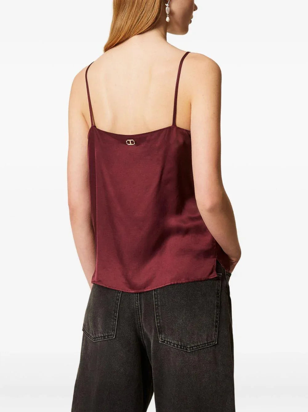 Top Borgogna con Finitura in Pizzo - Preludio Moda