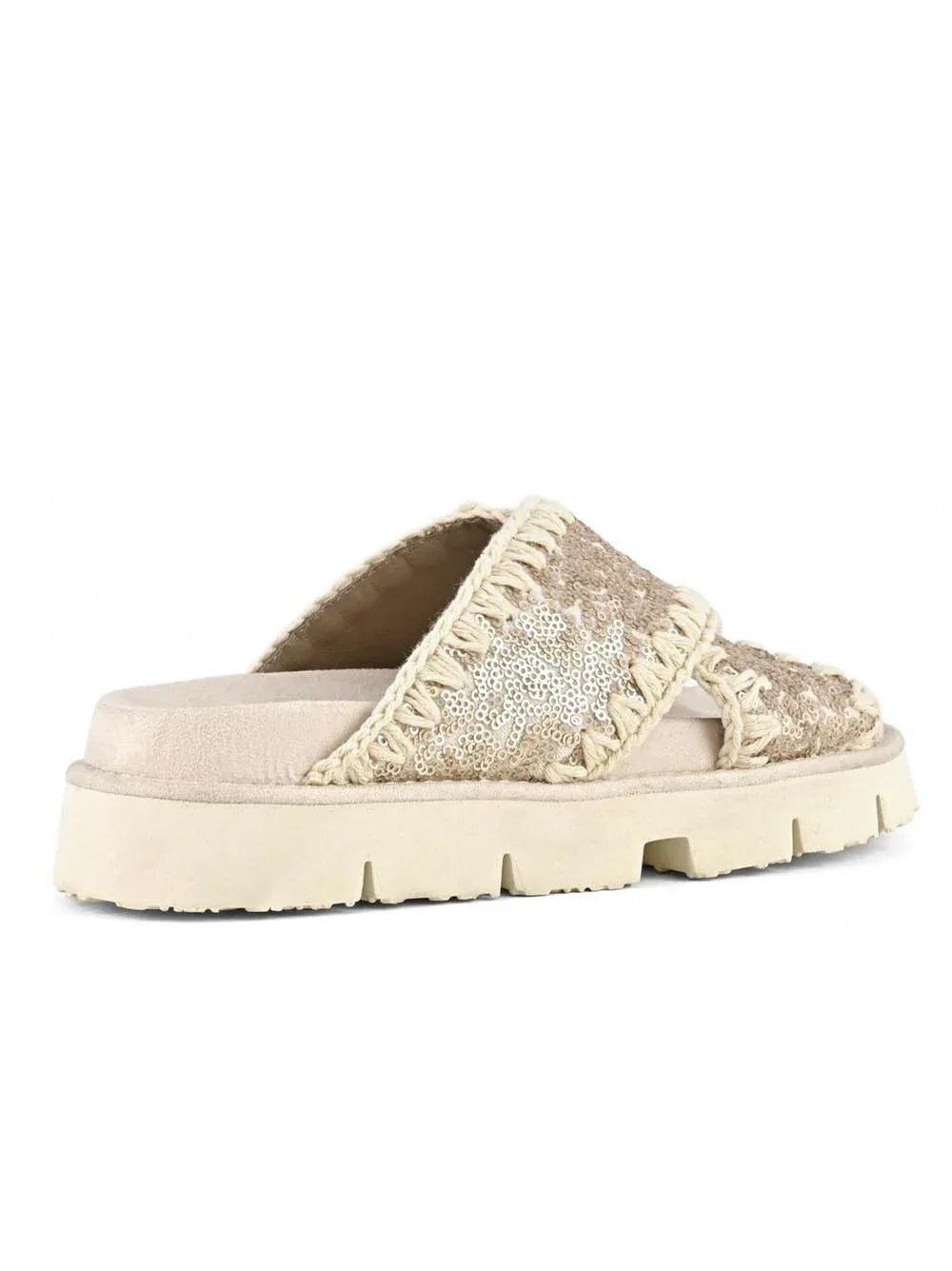 Criss-cross bio sandal microsequins rosa perlato - Preludio Moda