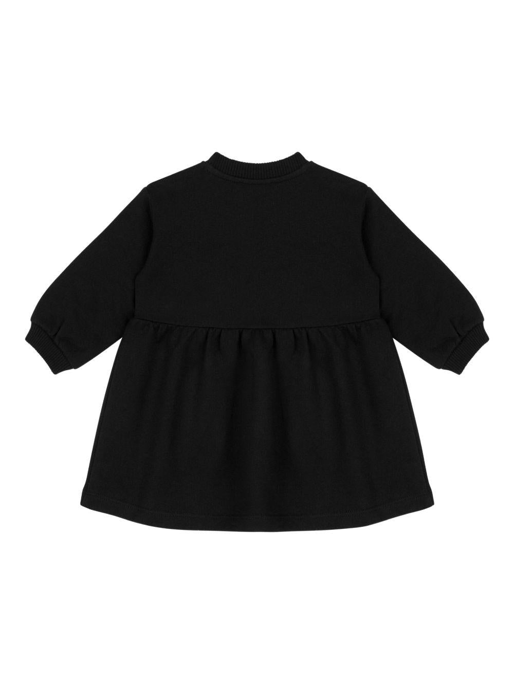 Abito nero con dettaglio orso, vita arricciata e maniche lunghe MDV0CULCA40 60100 MOSCHINO KIDS