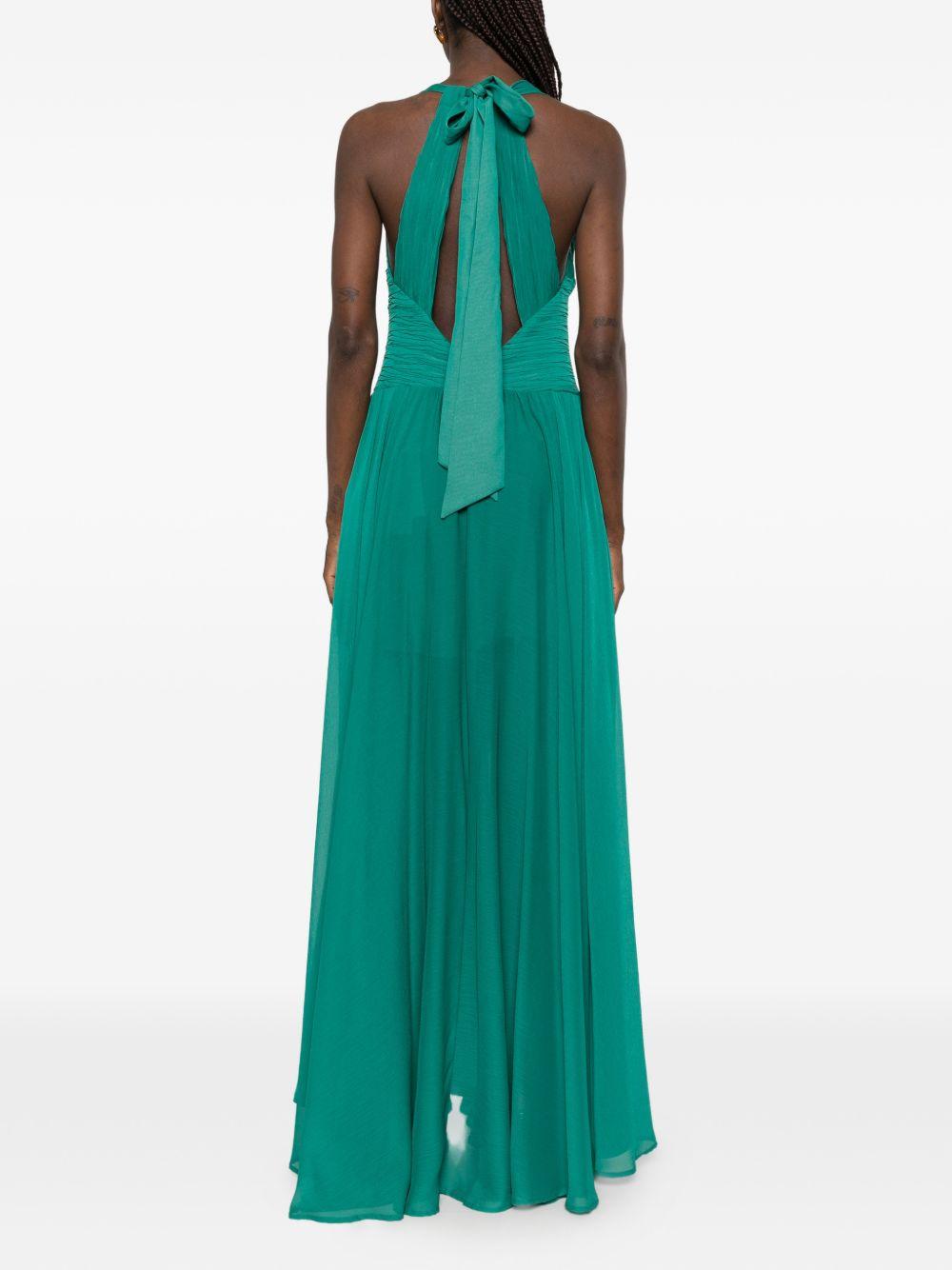 Abito lungo in poliammide scollo halter WS00901 VERDE BABYLON COLLECTION