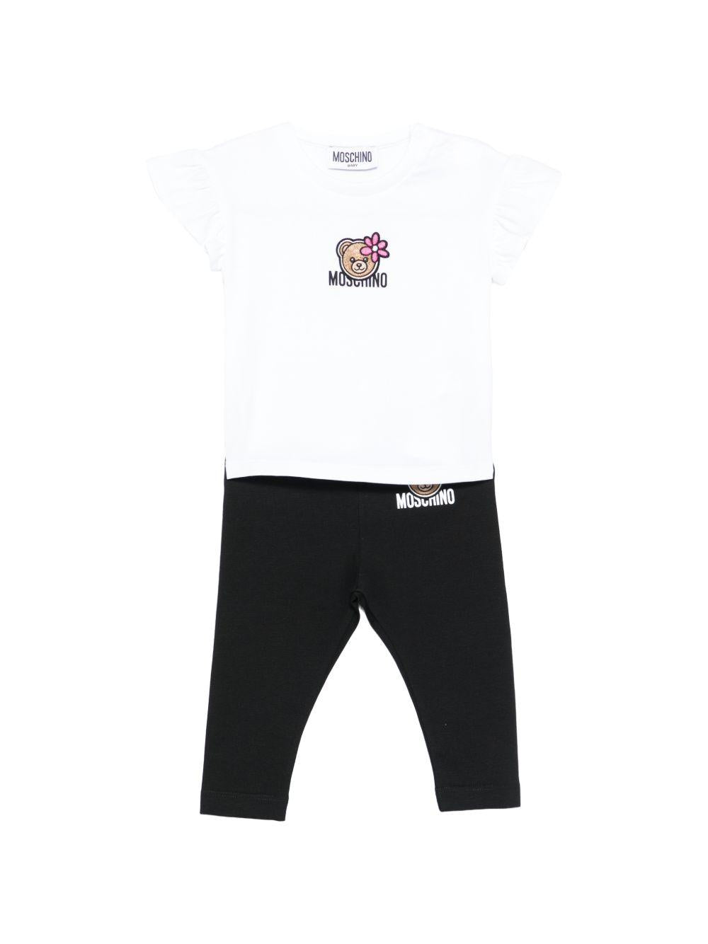 Completo t-shirt e leggings con logo MDG01ULBA00 80359 MOSCHINO KIDS