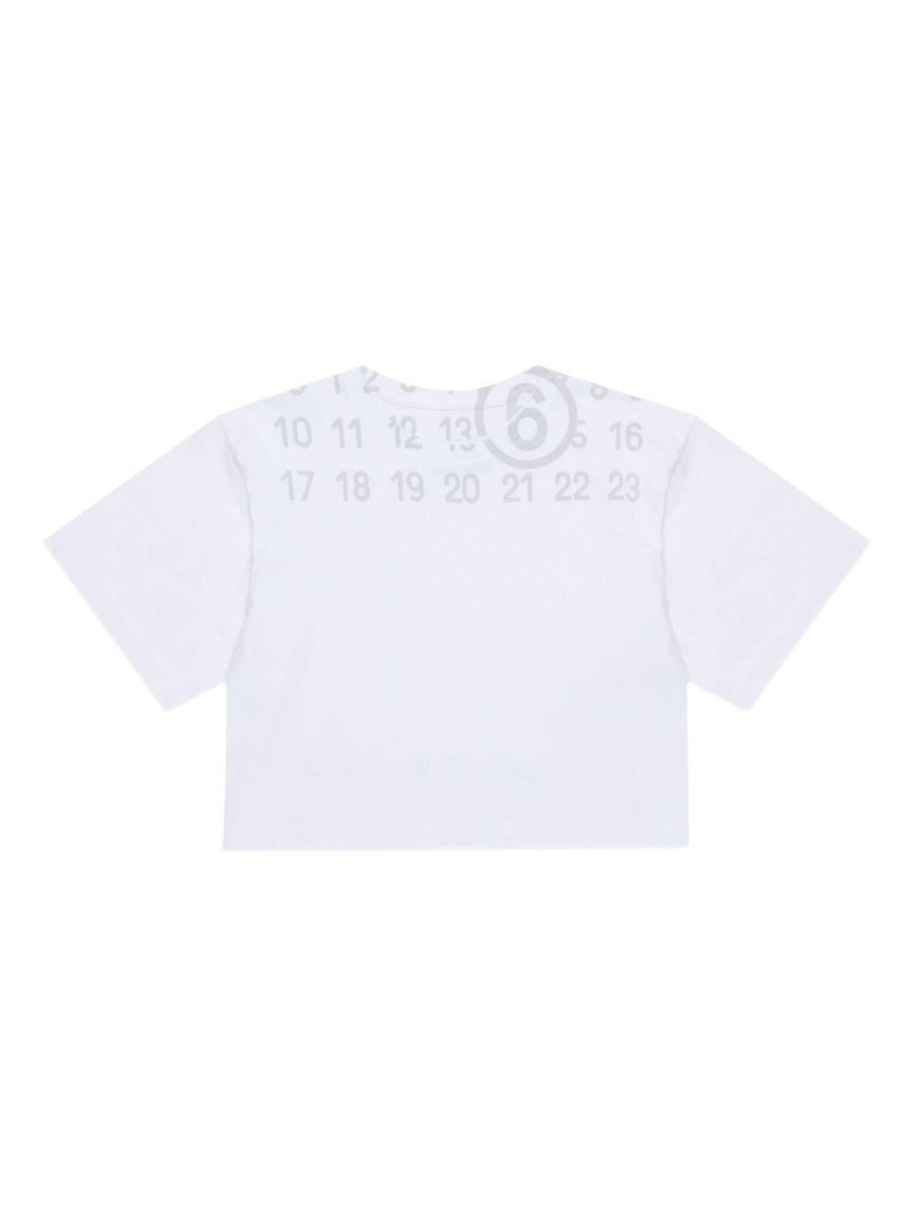 T-shirt in cotone con stampa numerica M61017MM02Y M6100 MM6 MAISON MARGIELA KIDS