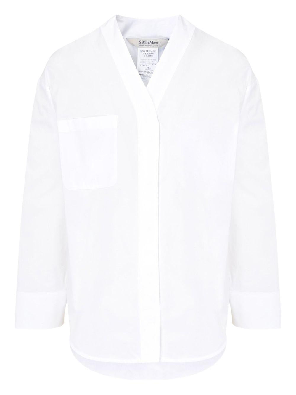 Camicia Yole bianca a V in tela di cotone