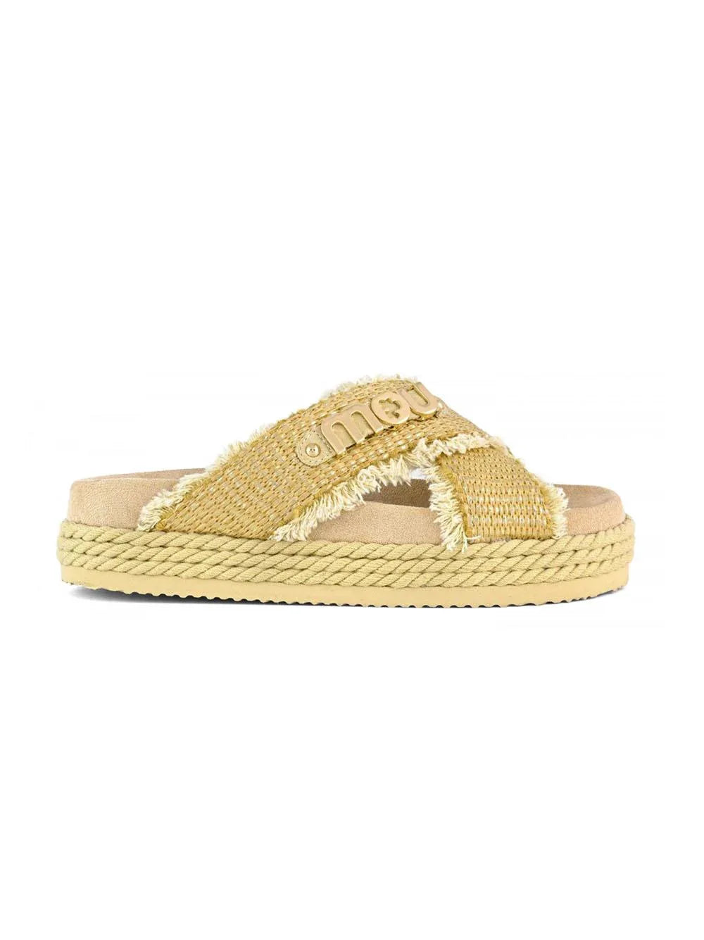 Criss-cross rope raffia sandal rafia metal - Preludio Moda