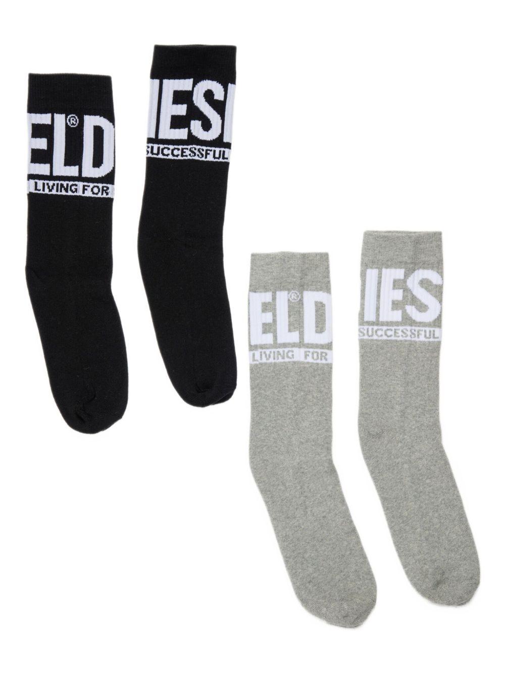 Set 2 paia calzini unisex junior Nero Grigio 00J4MX0BAWN K900H DIESEL KIDS