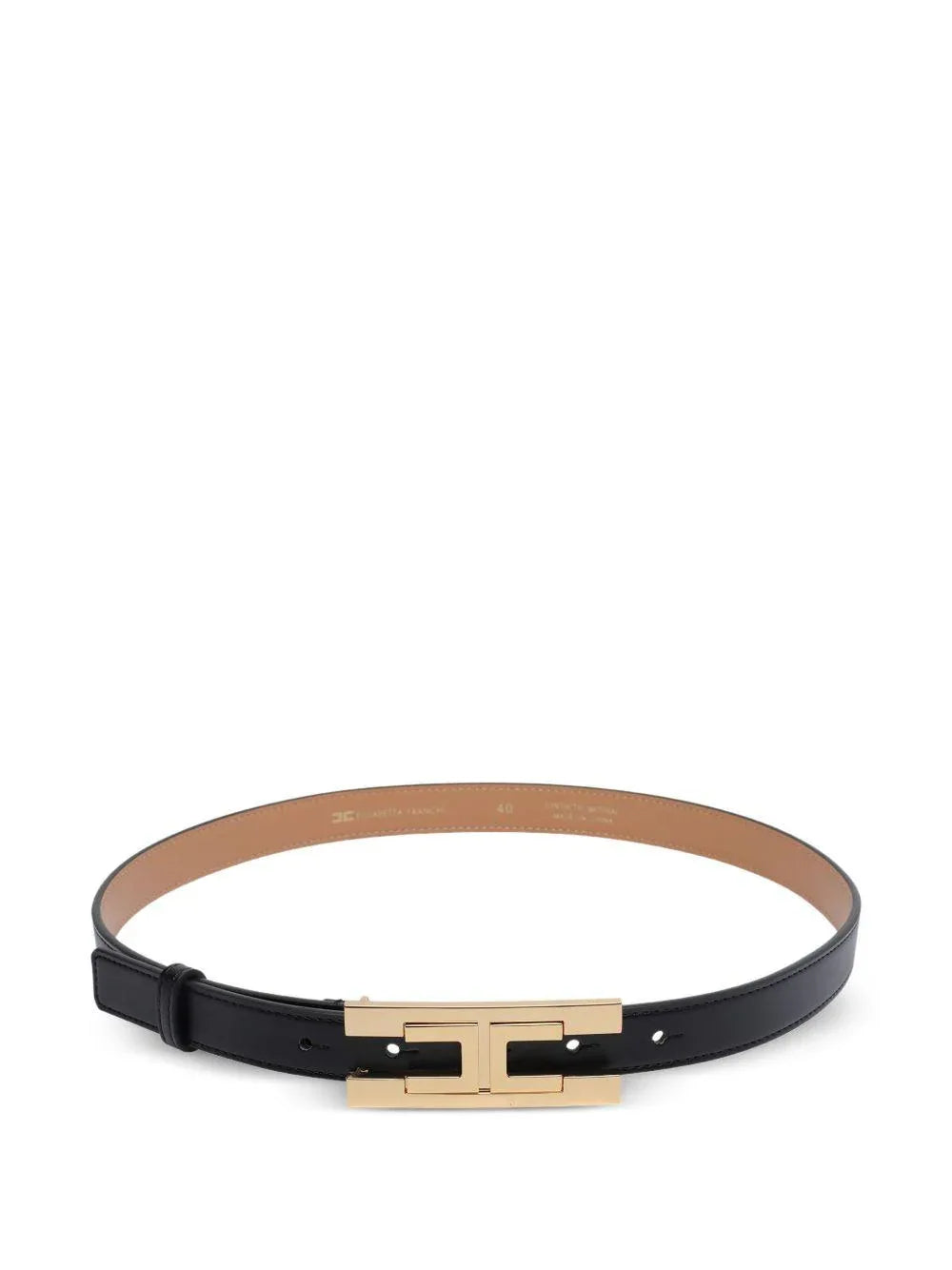 Cintura Nera con Fibbia Rettangolare Oro - Preludio Moda