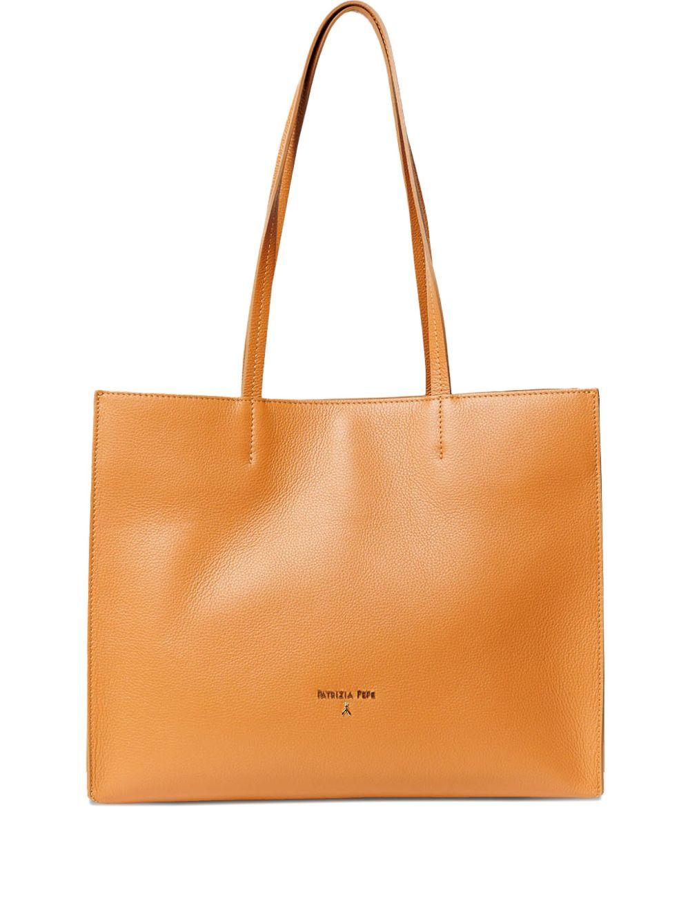 Borsa shopping in pelle martellata cuoio