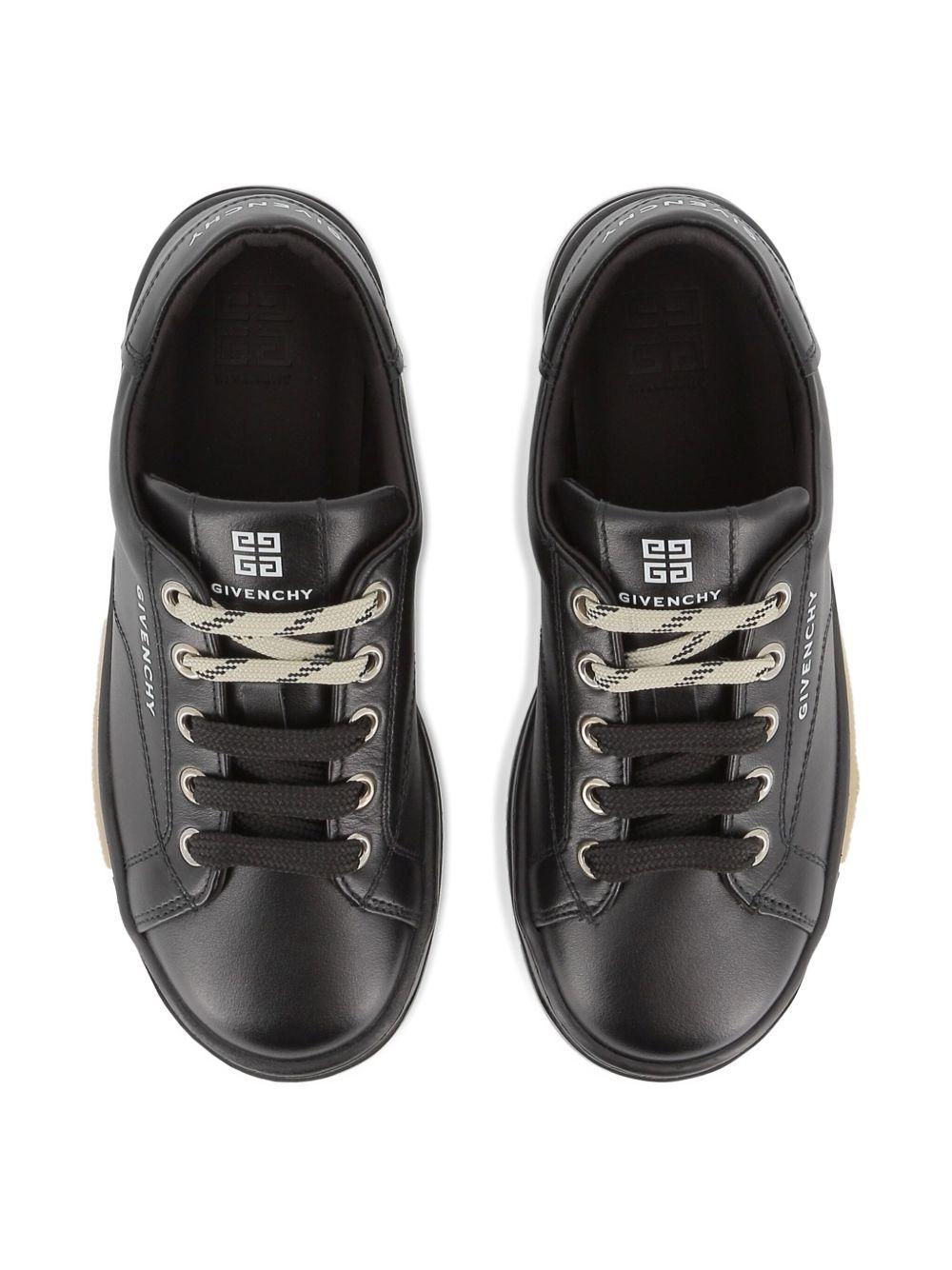 Sneakers in Pelle con Suola a Contrasto e Logo sul Tallone H31042 09B GIVENCHY KIDS