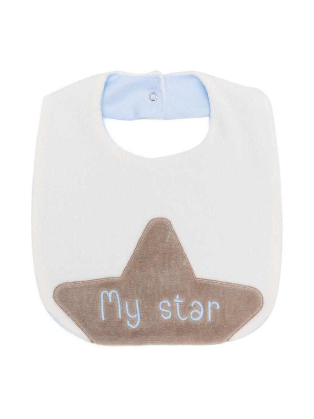 Bavetta panna-azzurro neonato "my star" - Preludio Moda