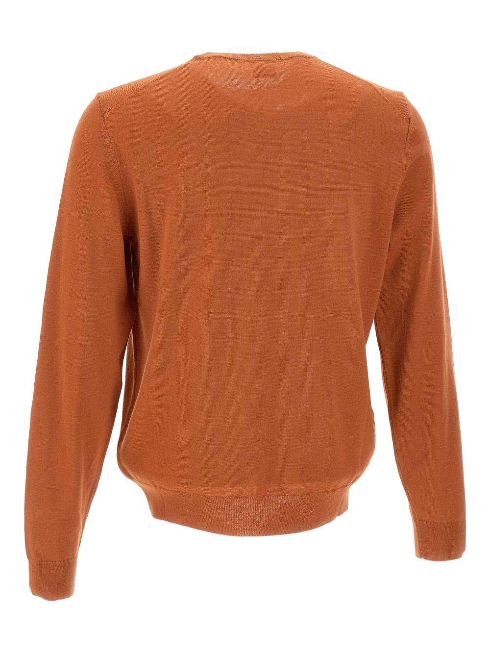 Maglione ruggine in lana con logo ricamato 50476364 809 BOSS