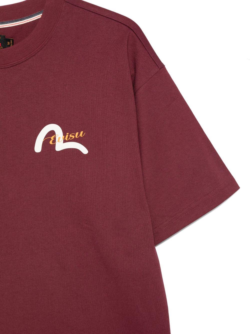 T-shirt girocollo a Maniche Corte 2EAHTM5TS1168 BURGUNDY EVISU