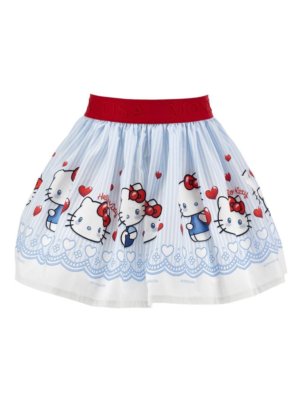 Gonna con stampa Hello Kitty e balza ricamata 11G7047606 9958 MONNALISA KIDS