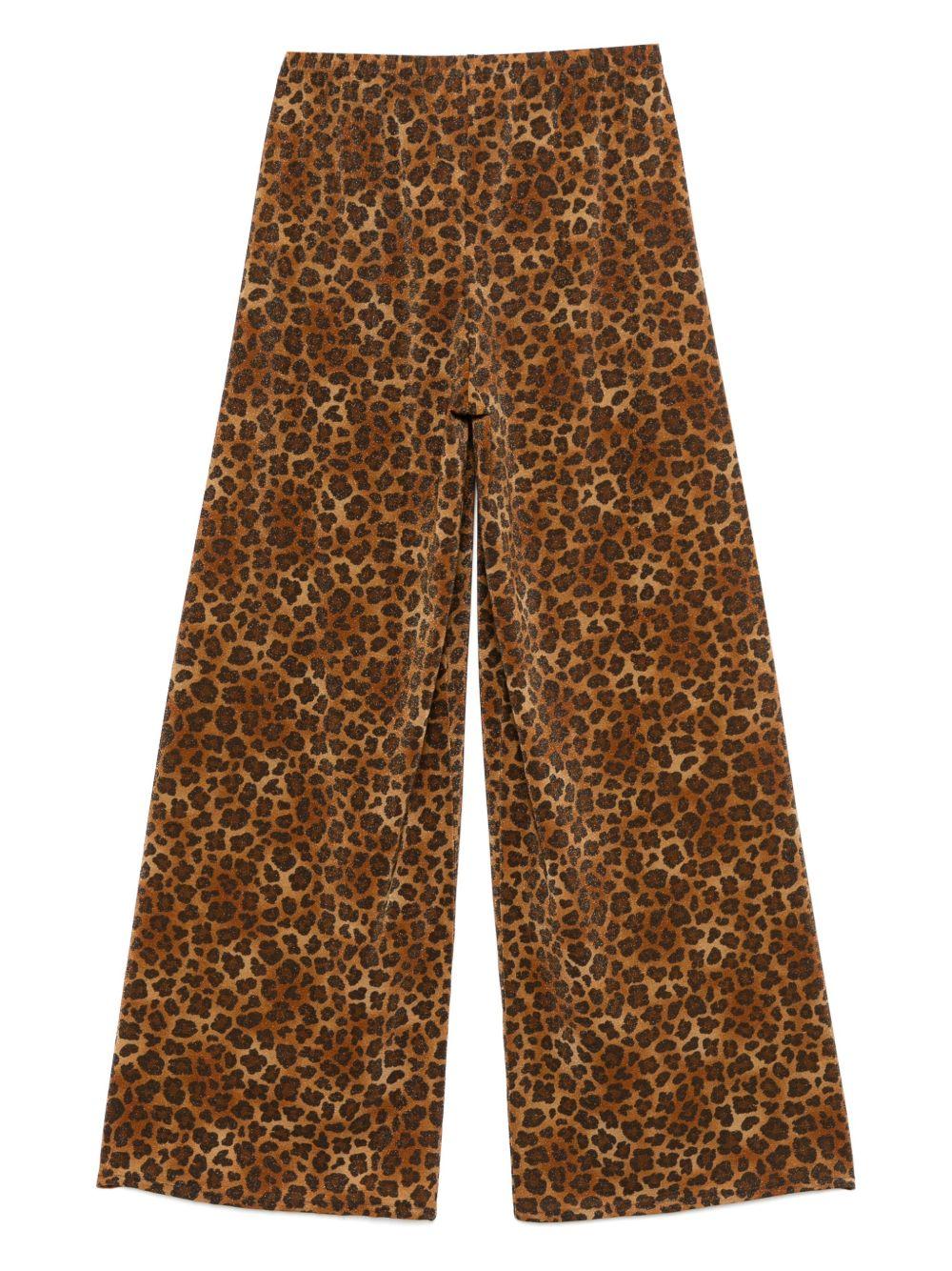 Pantaloni a gamba larga Amalia in lurex leopardato