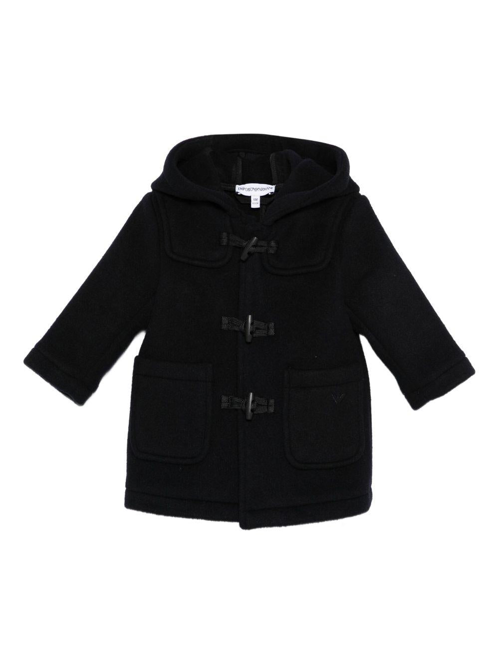 Cappotto nero con cappuccio classico EB000494AF16038 UB118 EMPORIO ARMANI KIDS