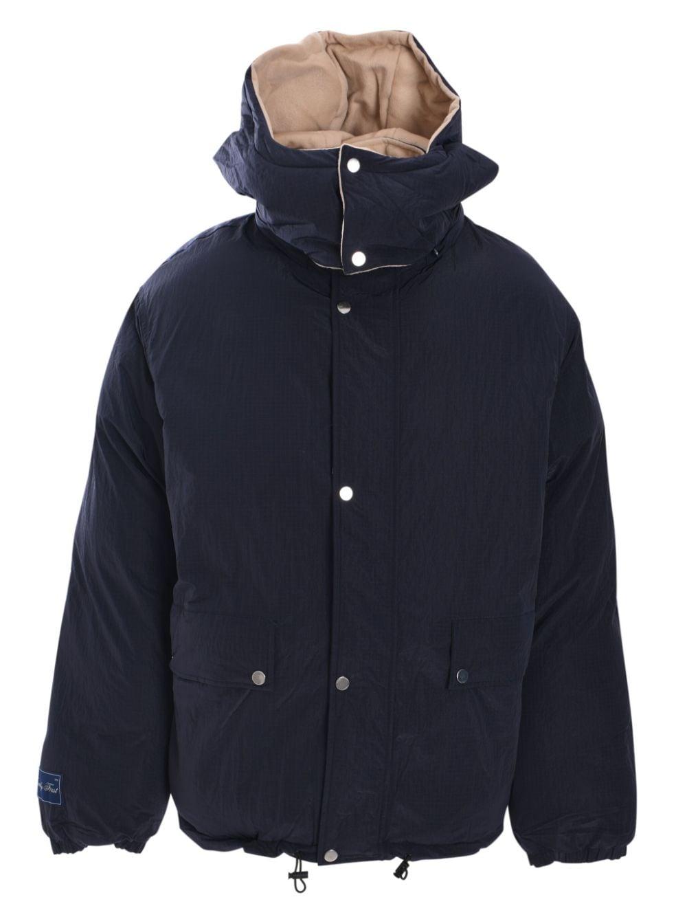 Bomber imbottito reversibile logo petto beige/blu
