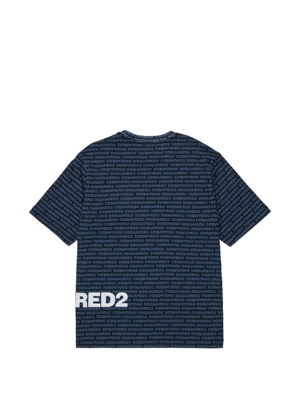 T-shirt con stampa logo all-over DQ3303D0AH8 DQ900 DSQUARED KIDS