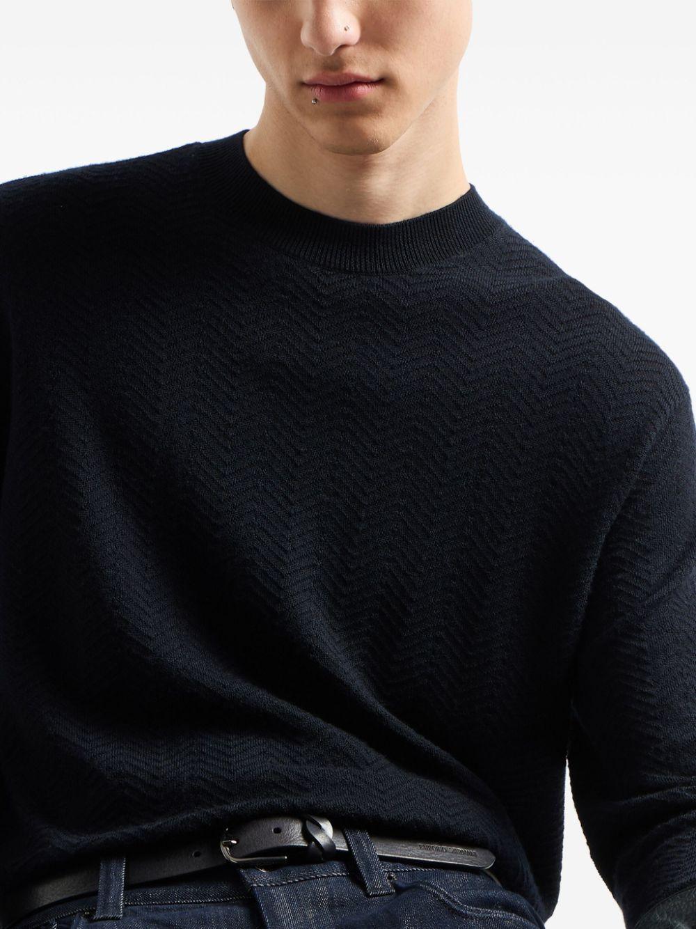 Maglione blu motivo chevron - Preludio Moda