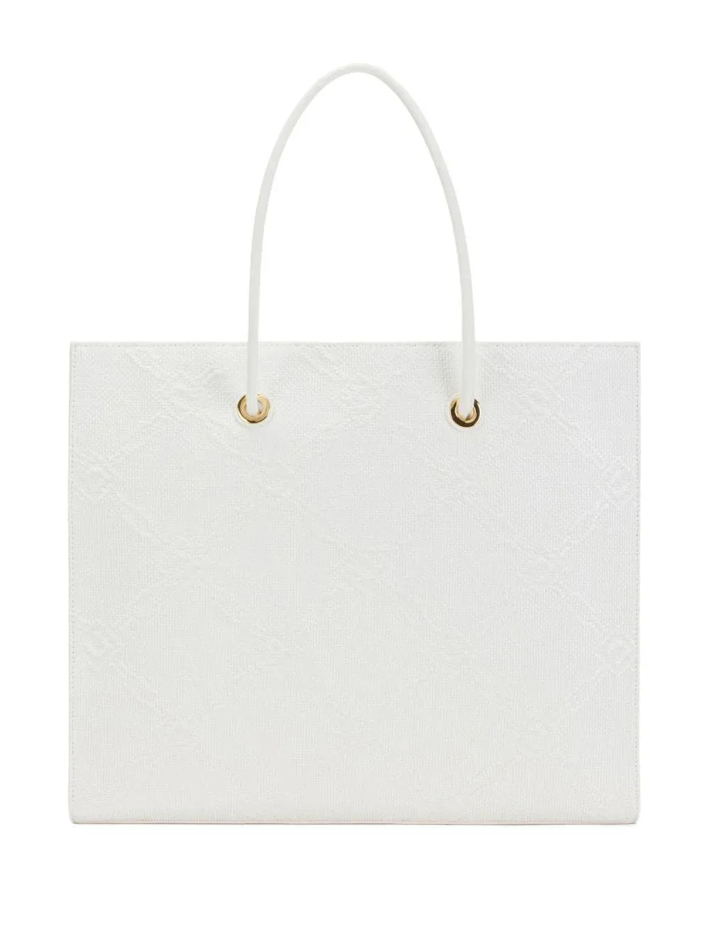 Tote grande in rafia jacquard avorio - Preludio Moda