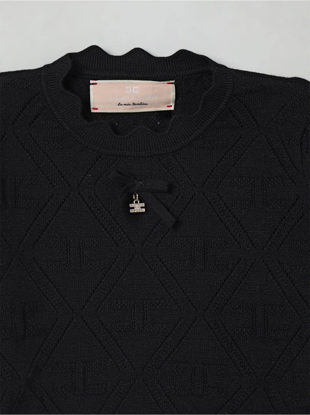 T-shirt in maglia con logo all-over EFMA159CFL060 N000 ELISABETTA FRANCHI KIDS