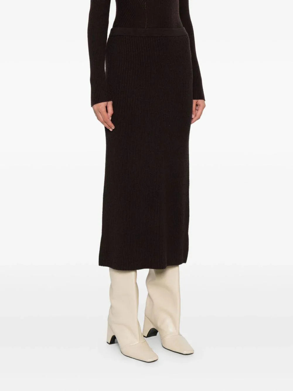 Gonna Midi a Coste con Spacco Frontale - Preludio Moda