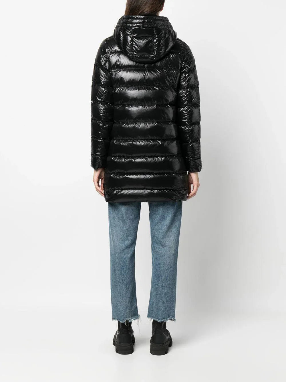 Piumino lungo trapuntato reversibile nero - Preludio Moda