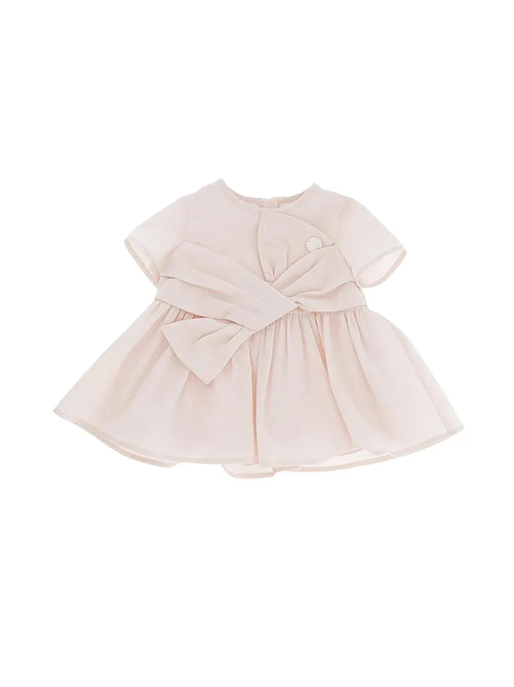 Abito rosa baby in tafetà con big fiocco neonata - Preludio Moda