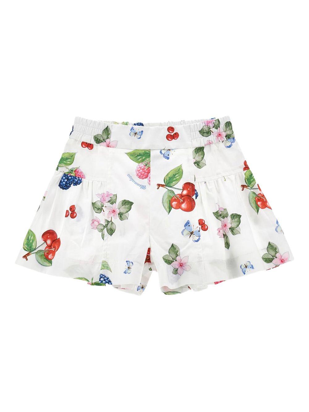 Short bianco con stampa frutta 11E4195673 0099 MONNALISA KIDS