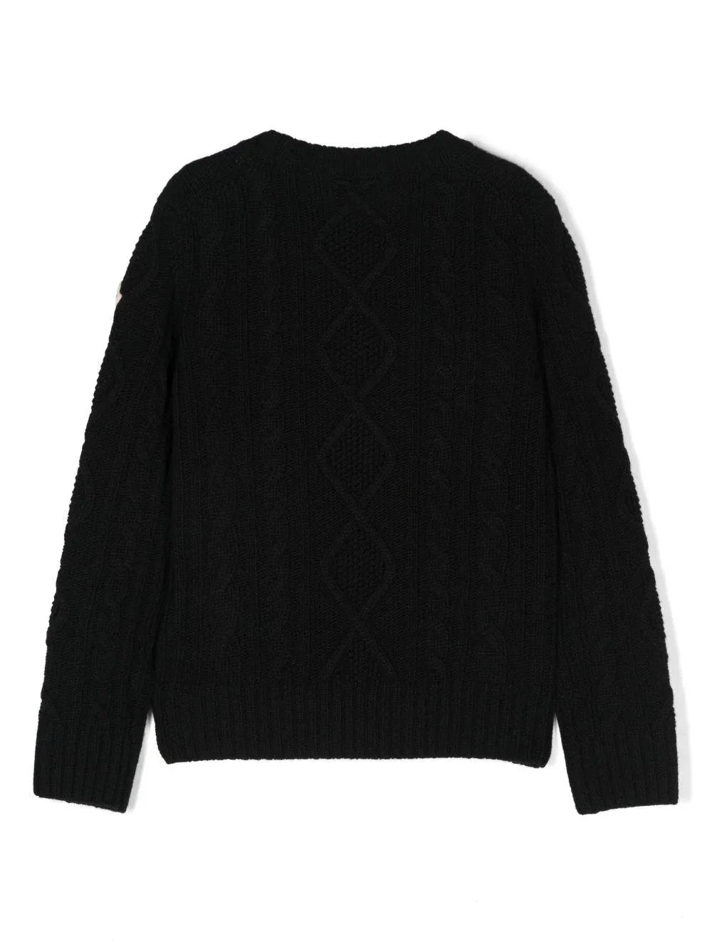 Maglione nero banda con logo ricamato - Preludio Moda