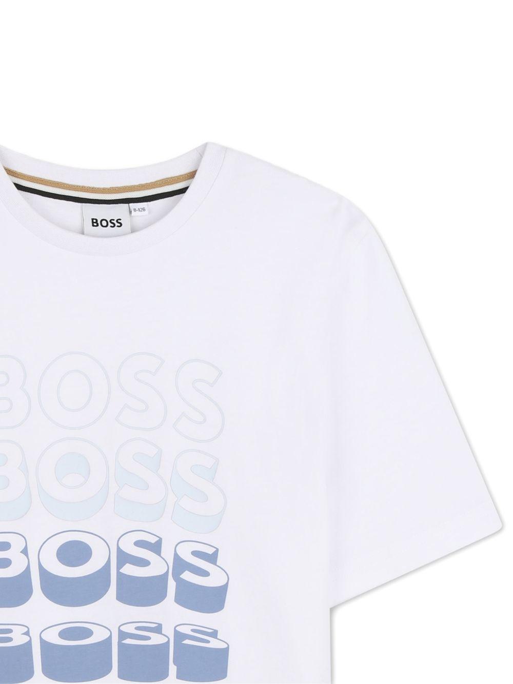 T-shirt in cotone con stampa logo J52982 10P BOSS KIDSWEAR