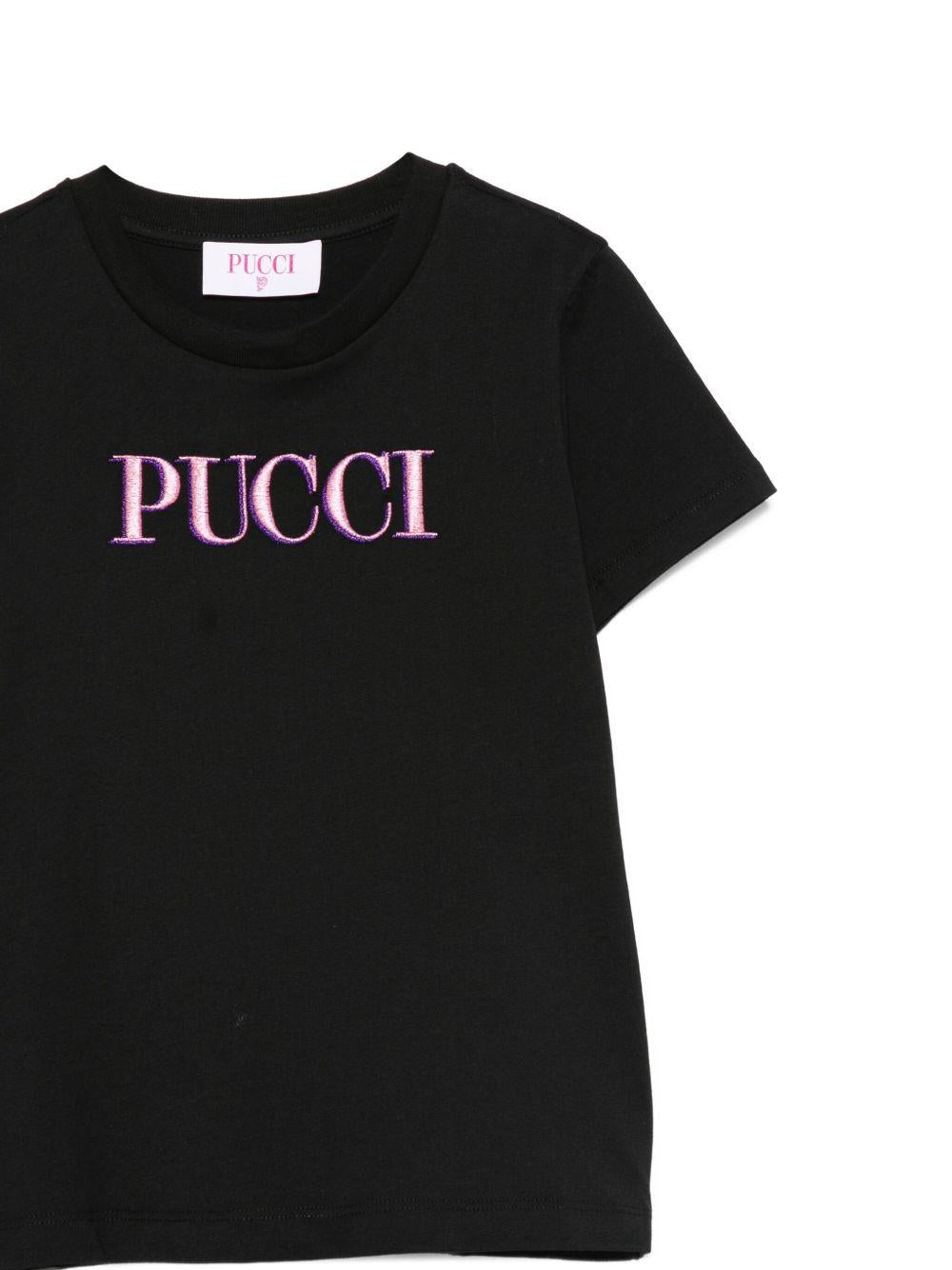T-shirt Nera con Logo PX8B01Z3186 930 EMILIO PUCCI KIDS