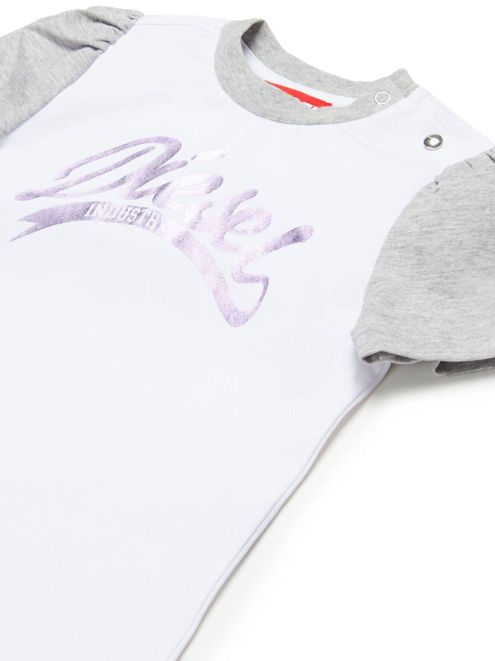 T-shirt bicolor logo lettering satin neonata