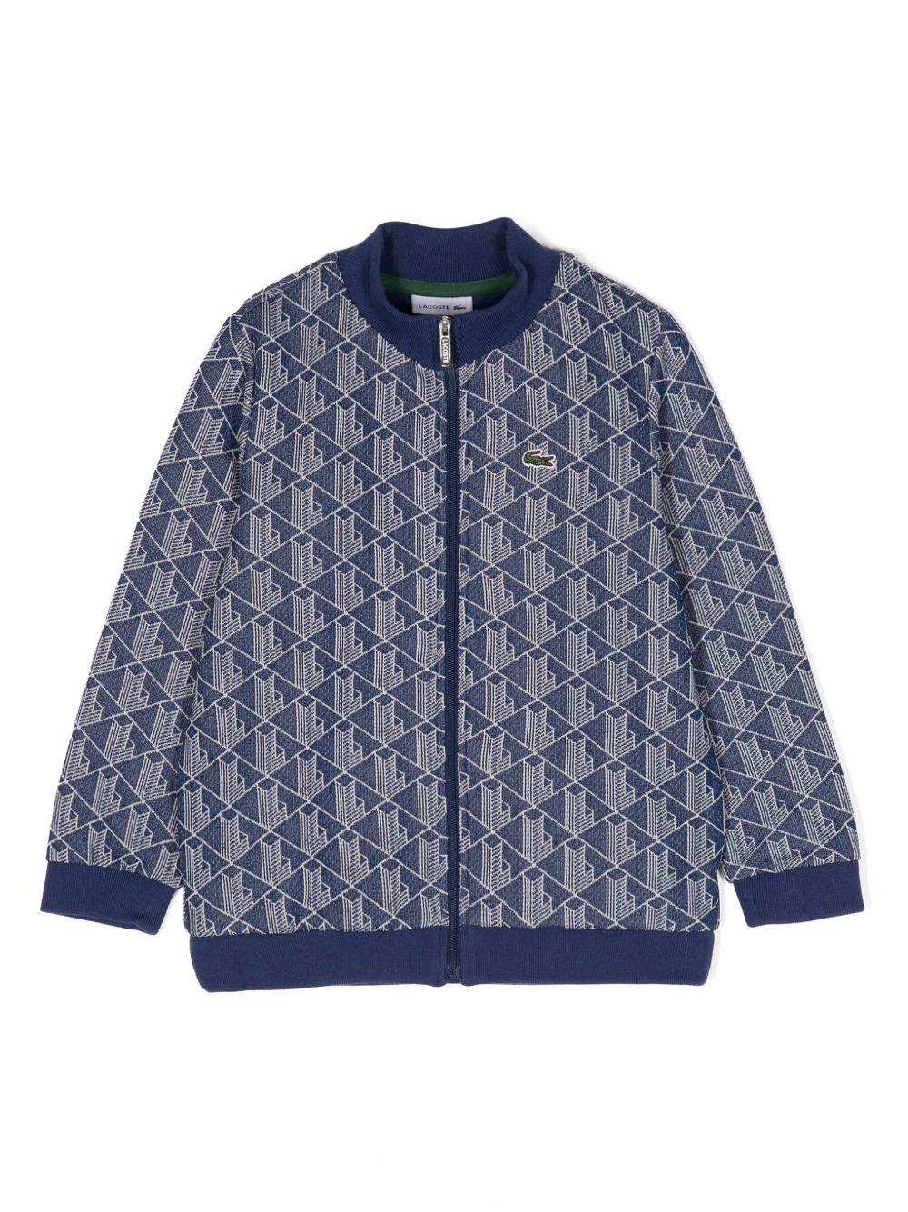 Felpa grafite zip logo monogram all-over kids SJ1233 4PC LACOSTE KIDS