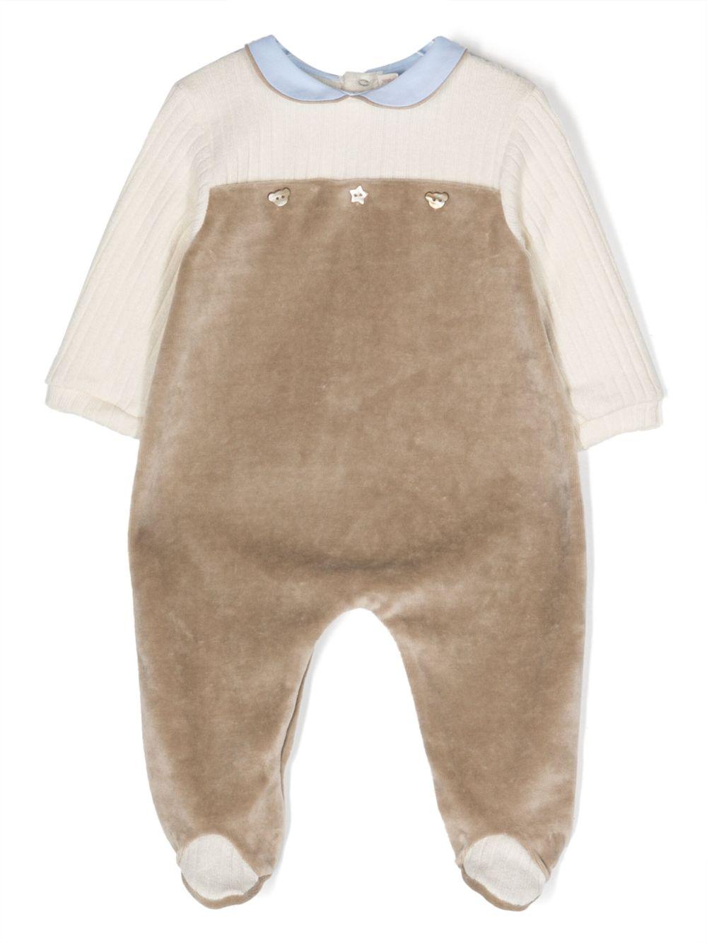 Tutina marrone-azzurra neonato pile - Preludio Moda