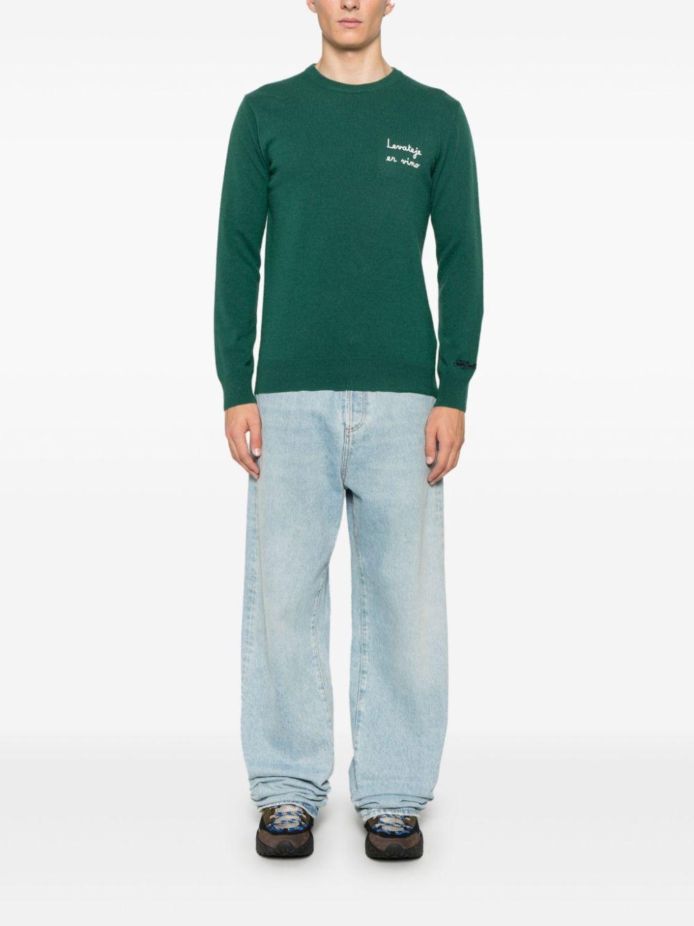 Maglione Heron light verde "Levateje er vino"