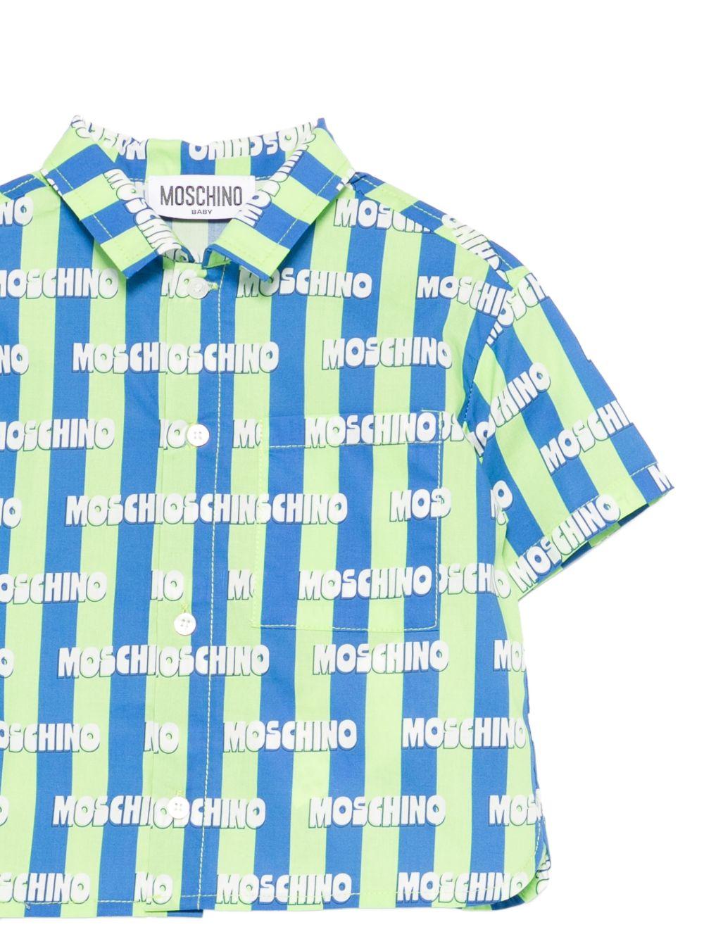 Camicia a righe con logo stampato MUC01MLLB59 83676 MOSCHINO KIDS