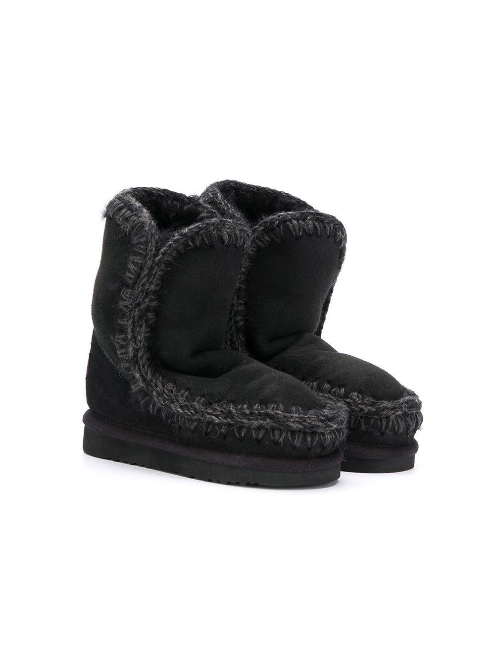 Stivali alla caviglia neri con cuciture a contrasto MUFK101000A BKBK MOU KIDS