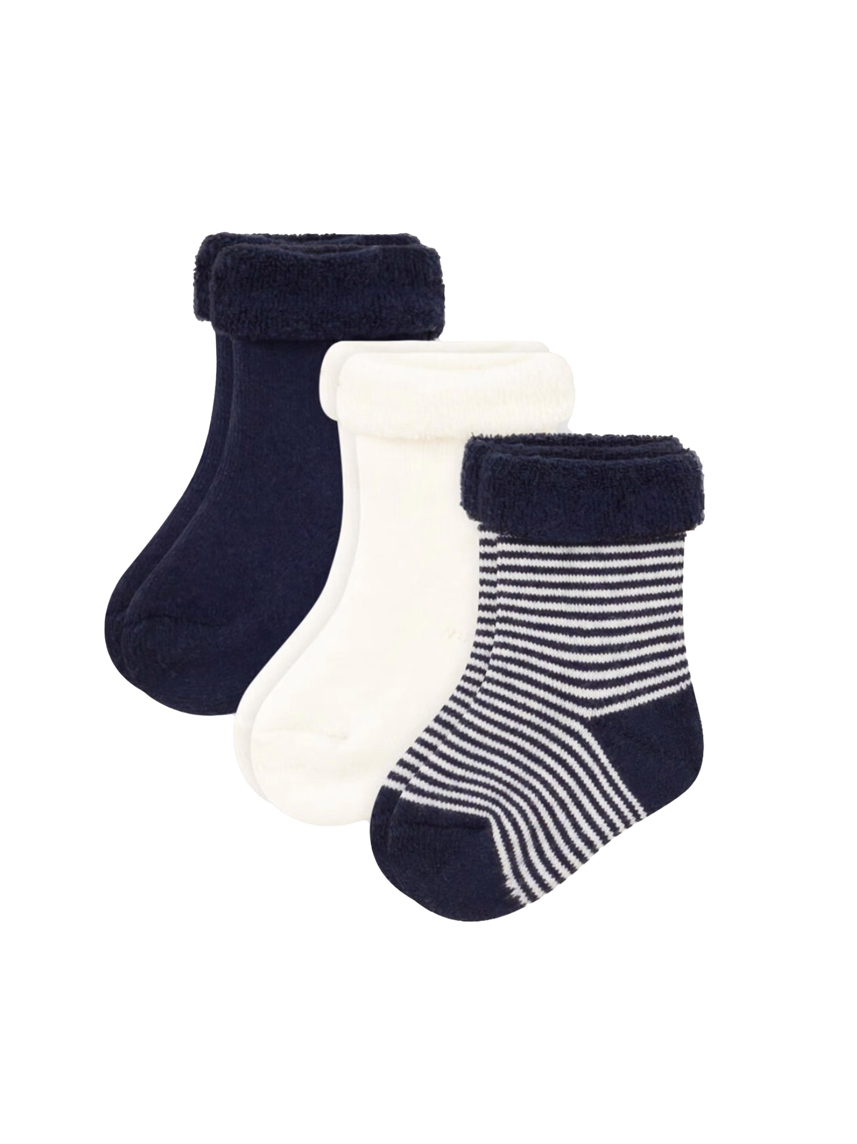 Confezione calzini tinta unita e fantasia blu/bianco (3pz) A08ZQ 98 PETIT BATEAU KIDS