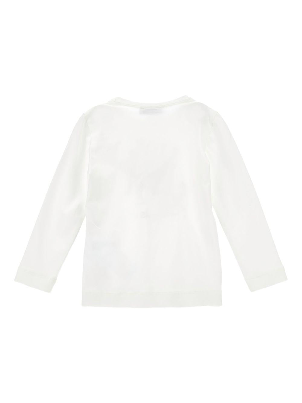 Top Bianco Maniche Lunghe con Fiori 11F6286202 0001 MONNALISA KIDS