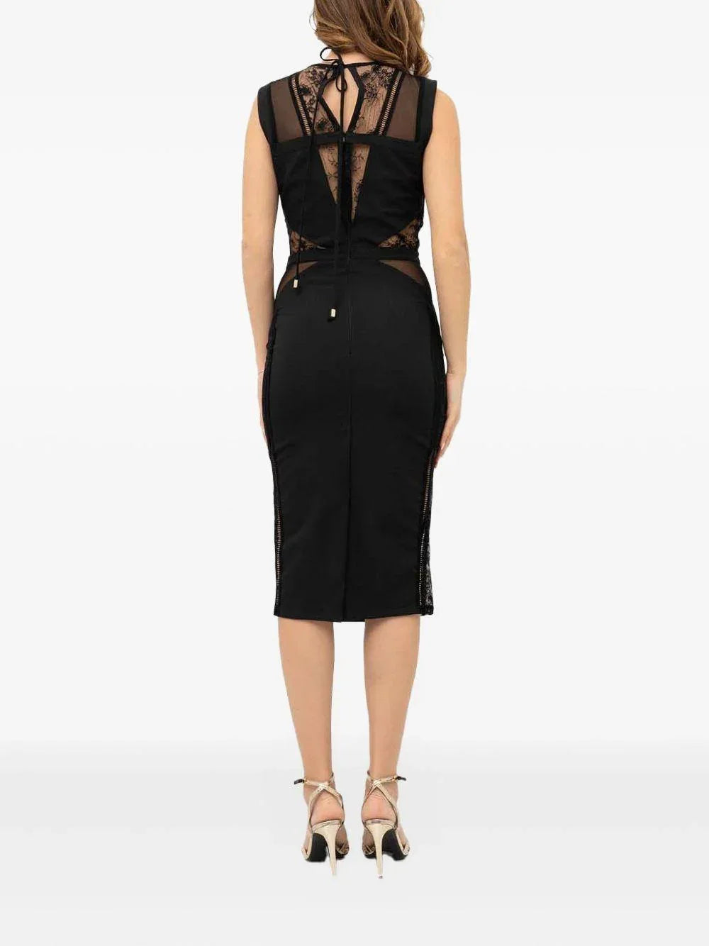 Abito nero con trasparenze ricamate - Preludio Moda