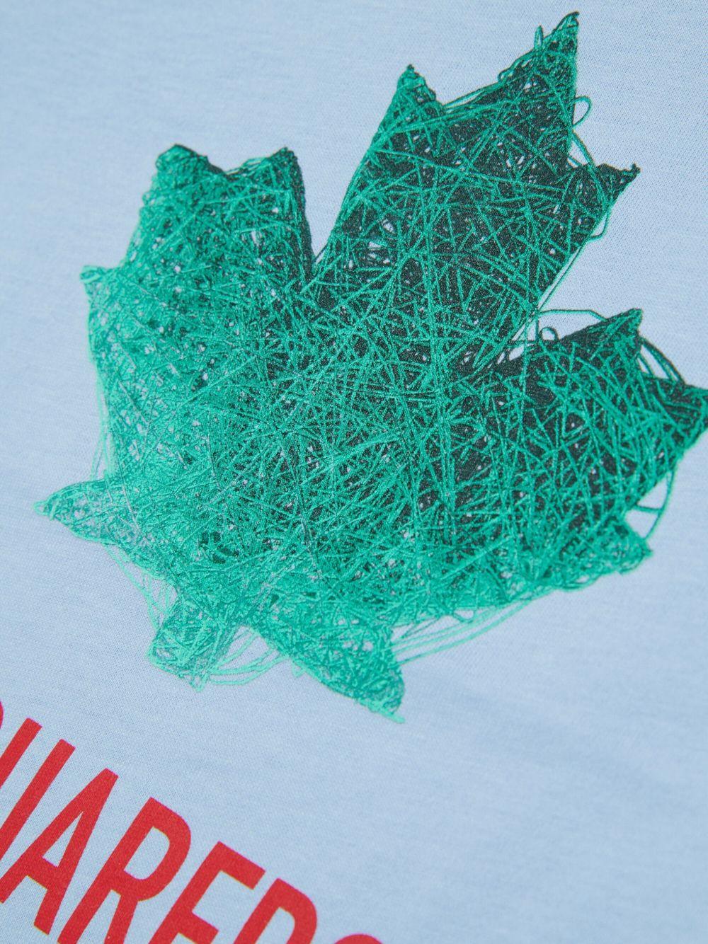 T-shirt in cotone con stampa maple leaf DQ3278D00XM DQ814 DSQUARED KIDS