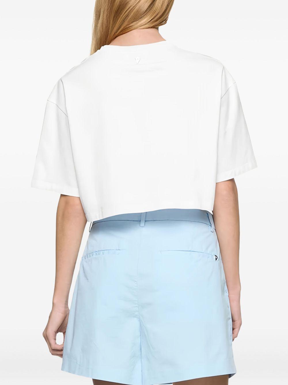 T-shirt bianca crop over con perline S989JF0271DHI8DD 000 DONDUP